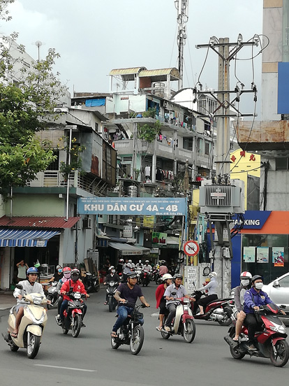 traffic in Saigon, lot of motorbikes in the city