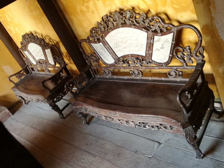 Vietnamese carved wooden armchairs in ho chi minh