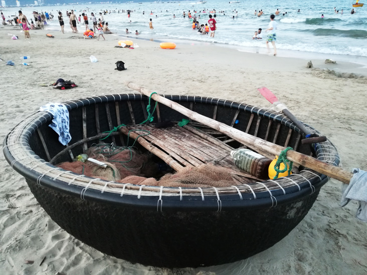 boat in da nang beach vietnam