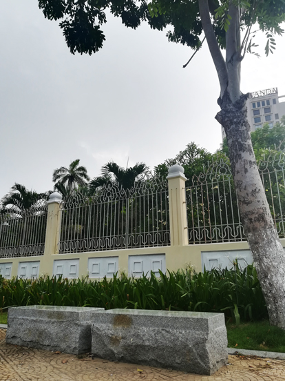 marble benches in Da Nang, there are close th marble mountains