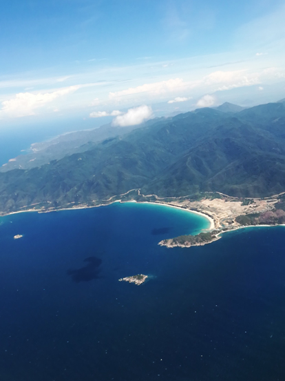 view from the airplane of da nang coast