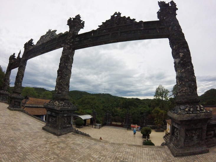 view from upstairs in the tomb visiting hue