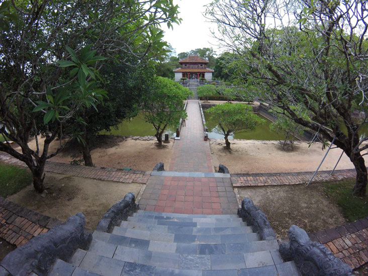 huge Minh Mang tomb with lot of green areas around