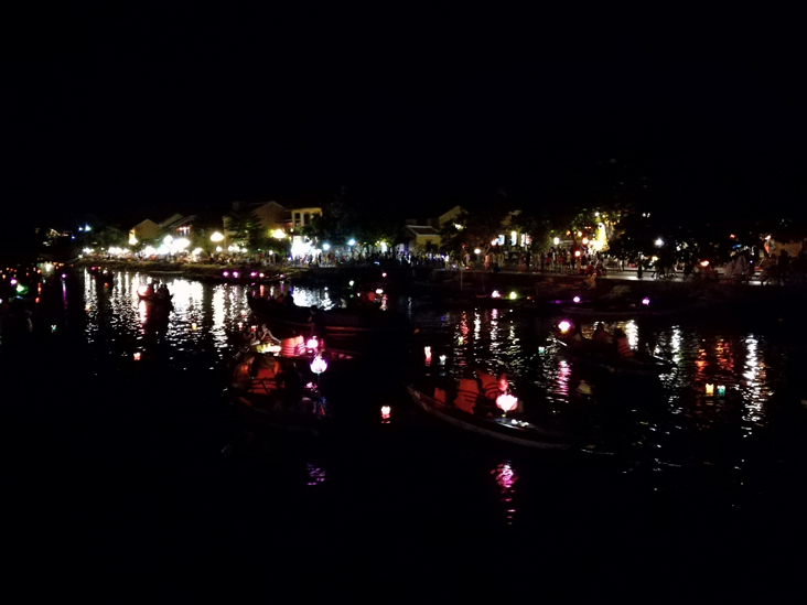 lights on the river from the boats