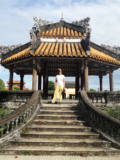 gilda posing for a picture inside of the imperial citadel