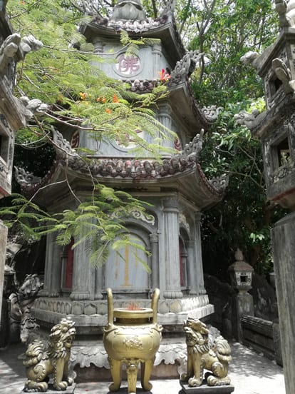 modern pagoda in marble mountains