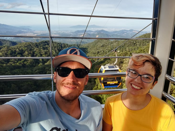 selfie in the cable car of sun world in ba na hills