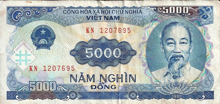 vietnamese note of 5000 dongs