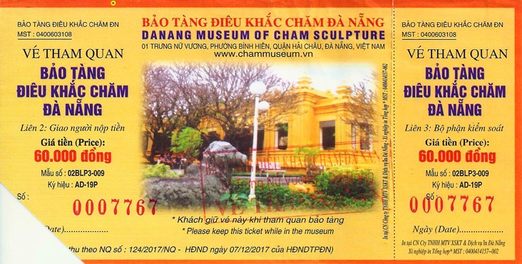 ticket of cham sculpture museum in da nang vietnam