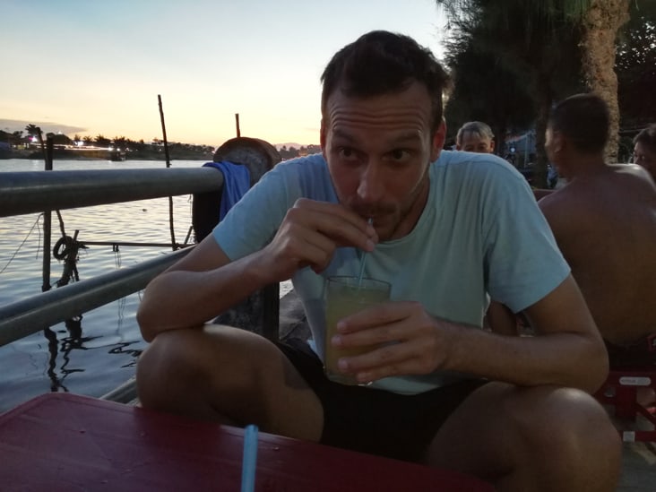 drinking a safe beverage in hoi an in vietnam