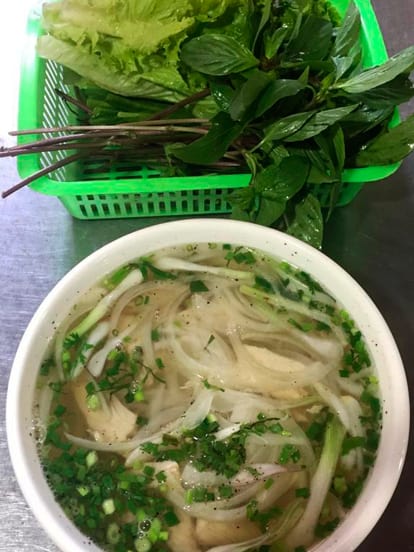 pho ga is a soup with chicken and noddles taken for breakfast in vietnam, you could add fresh vegetables on it